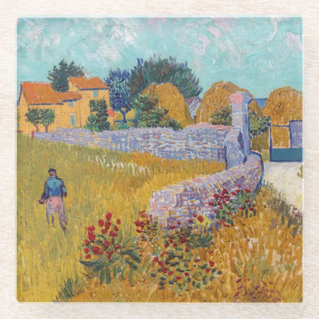 Vincent van Gogh - Bauernhof in der Provence Glasuntersetzer (Vorderseite)