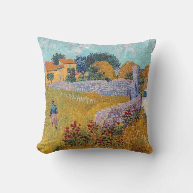Vincent van Gogh - Bauernhof in der Provence Kissen (Vorderseite)