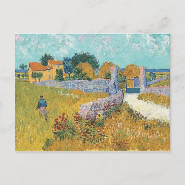 Vincent van Gogh Bauernhof in Provence Landschaft Postkarte (Vorderseite)