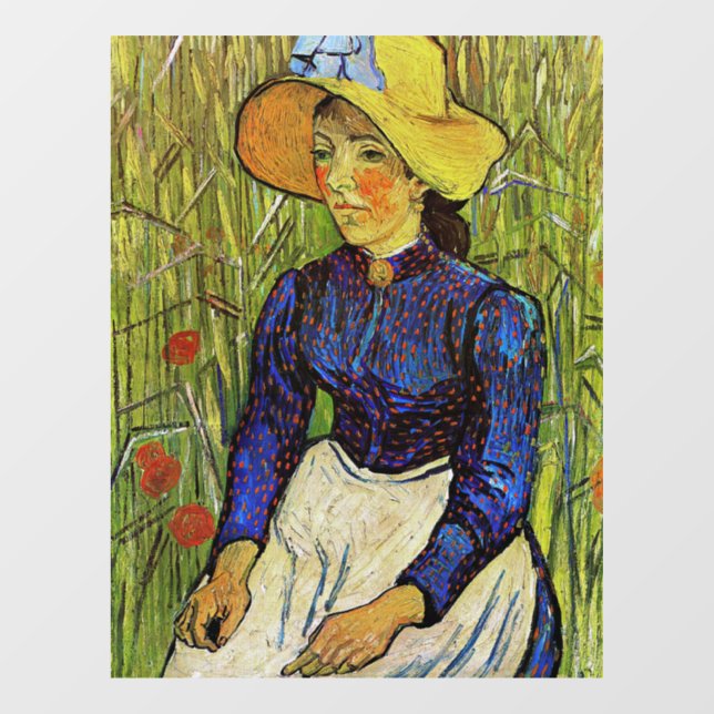Vincent van Gogh - Bauernmädchen in Strohhut Fensteraufkleber (Blatt)