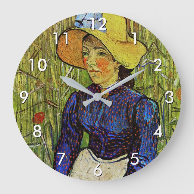Vincent van Gogh - Bauernmädchen in Strohhut Große Wanduhr (Vorderseite)