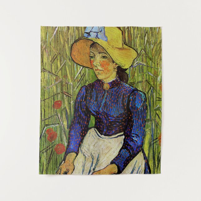 Vincent van Gogh - Bauernmädchen in Strohhut Wandteppich (Vorderseite)