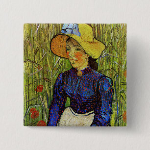 Vincent van Gogh - Bauernmädchen mit Strohhut Button