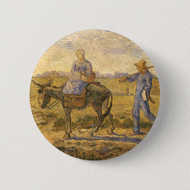 Vincent van Gogh - Bauernpaar arbeiten gehen Button (Vorderseite)