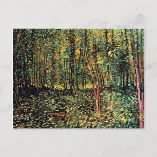 Vincent Van Gogh - Bäume und untergewachsene Kunst Postkarte