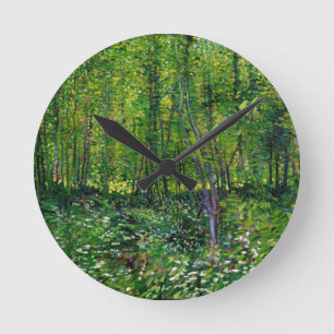 Vincent Van Gogh Bäume und Unterholz Runde Wanduhr