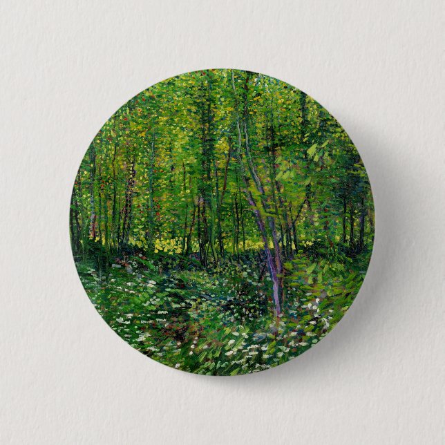 Vincent Van Gogh Bäume und Unterwuchs Button (Vorderseite)