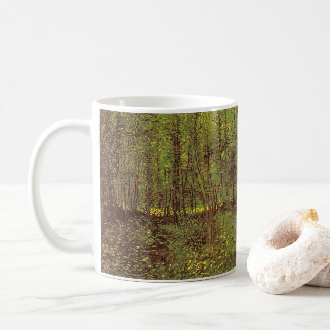 Vincent van Gogh - Bäume und Unterwuchs Kaffeetasse (Mit Donut)