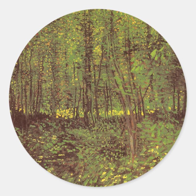 Vincent van Gogh - Bäume und Unterwuchs Runder Aufkleber (Vorderseite)
