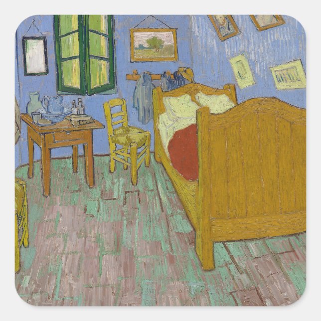 Vincent Van Gogh Bedroom Painting Quadratischer Aufkleber (Vorderseite)