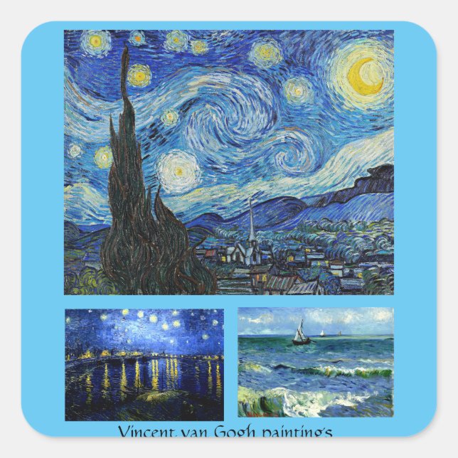 Vincent van Gogh berühmte Gemälde Quadratischer Aufkleber (Vorderseite)