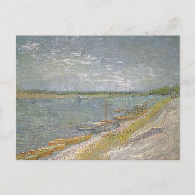Vincent van Gogh - Blick auf den Fluss w Ruderboot Postkarte (Vorderseite)