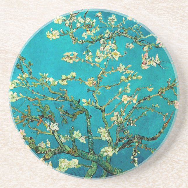 Vincent Van Gogh Blossoming Almond Tree Floral Art Getränkeuntersetzer (Vorne)