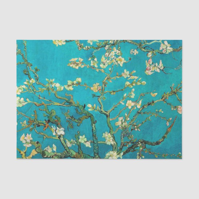 Vincent Van Gogh Blossoming Almond Tree Floral Art Seidenpapier (Vorderseite)