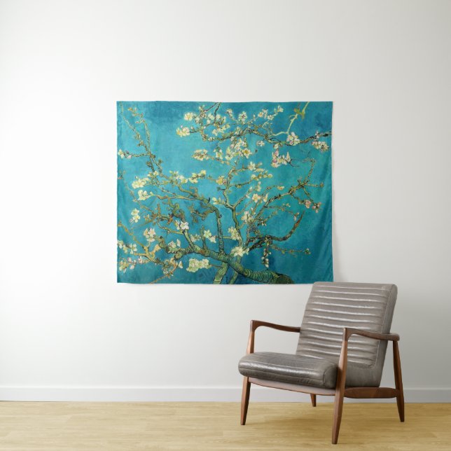 Vincent Van Gogh Blossoming Almond Tree Floral Art Wandteppich (Beispiel (Horizontal))