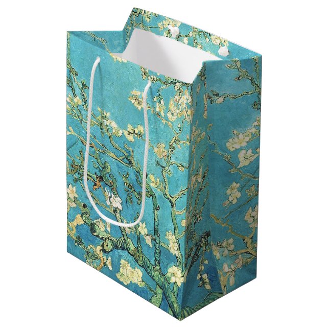 Vincent van Gogh Blossomong Almond Tree Mittlere Geschenktüte (Vorderseite Schrägansicht)