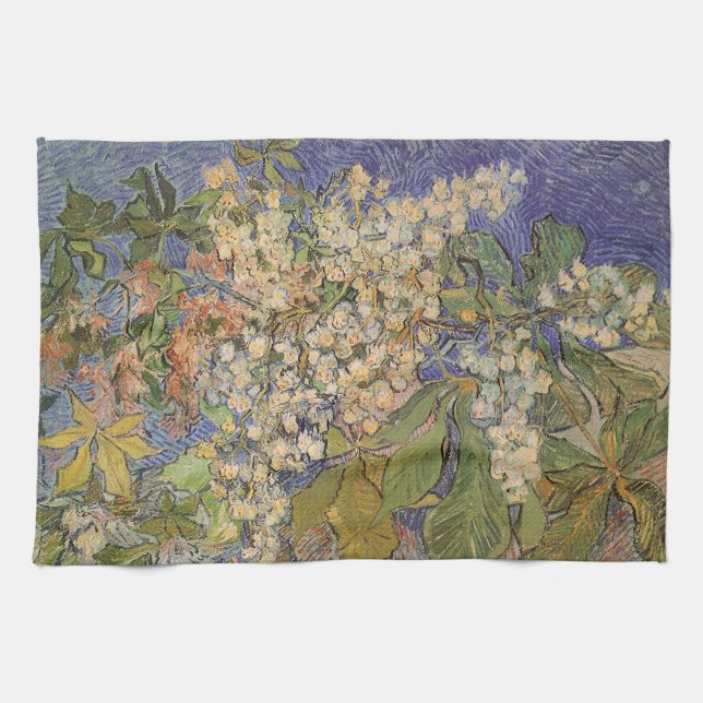 Vincent van Gogh - blühende Kastanienzweige Küchentuch (Horizontal)
