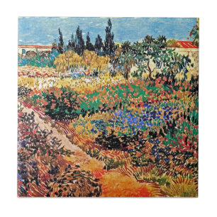 Vincent Van Gogh - blühender Garten mit Pfad Fliese