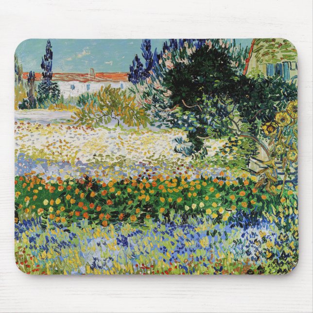Vincent van Gogh - Blühender Garten Mousepad (Vorne)