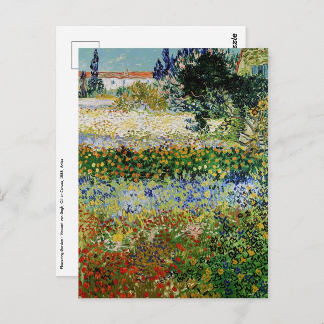Vincent van Gogh - Blühender Garten Postkarte (Vorne/Hinten)