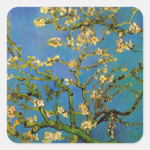 Vincent van Gogh - Blühender Mandelbaum Quadratischer Aufkleber