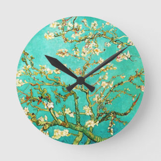 Vincent van Gogh blühender Mandelbaum Runde Wanduhr