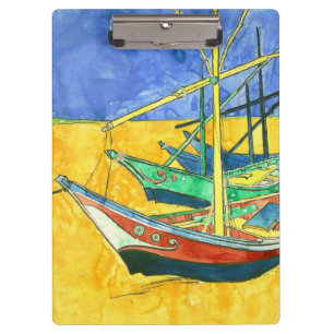 Vincent van Gogh Boats at Saintes-Marie watercol Klemmbrett