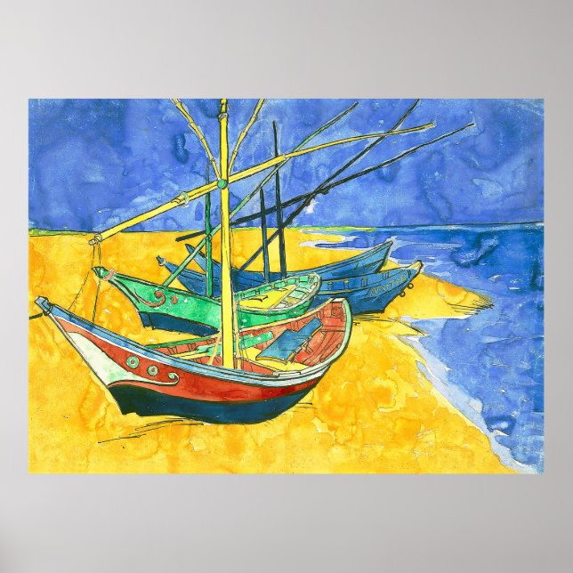 Vincent van Gogh Boats at Saintes-Marie watercol Poster (Vorne)