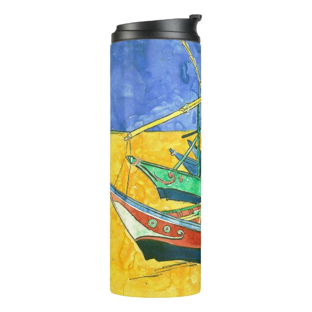 Vincent van Gogh Boats at Saintes-Marie watercol Thermosbecher (Nach links gedreht)