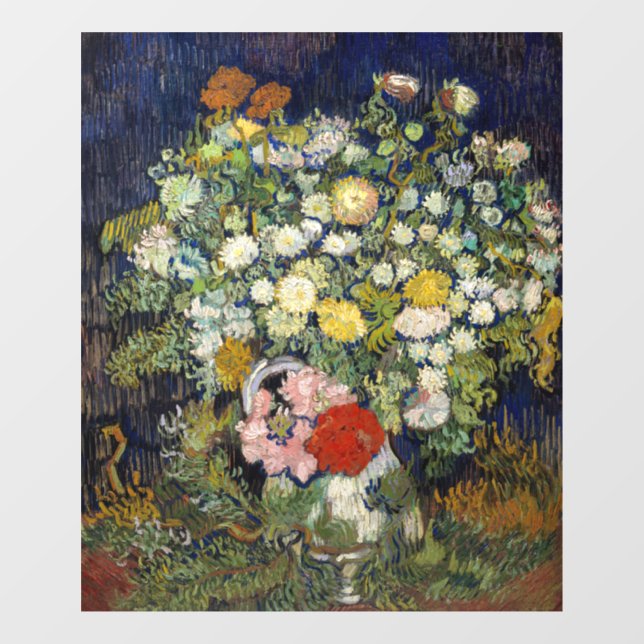 Vincent van Gogh - Bouquet der Blume in einer Vase Fensteraufkleber (Blatt)