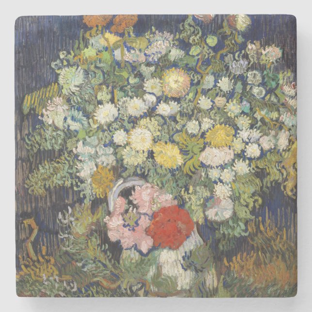 Vincent van Gogh - Bouquet der Blume in einer Vase Steinuntersetzer (Vorderseite)