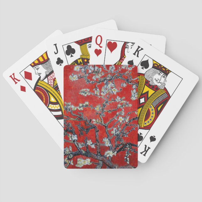 Vincent van Gogh Branchen mit Almond Blossom Red Spielkarten (Rückseite)