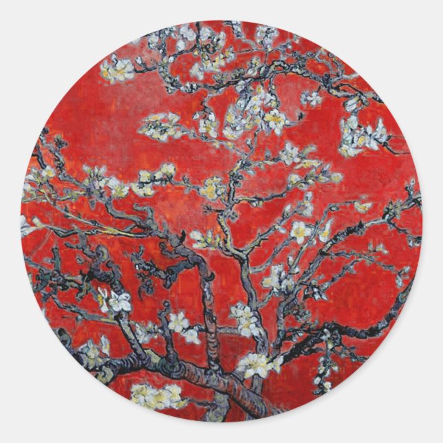 Vincent van Gogh Branchen mit Almond Blossom Runder Aufkleber (Vorderseite)