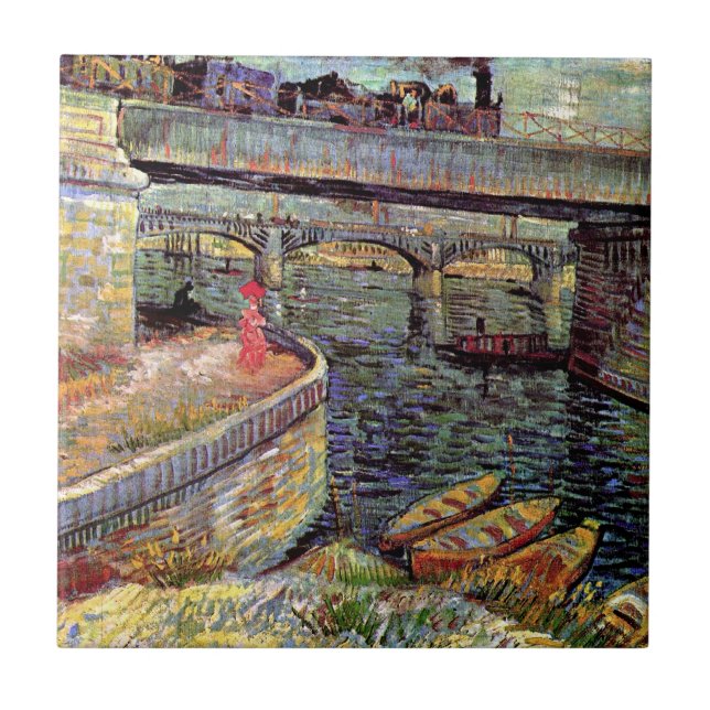 Vincent Van Gogh - Brücken über die Seine Fliese (Vorderseite)