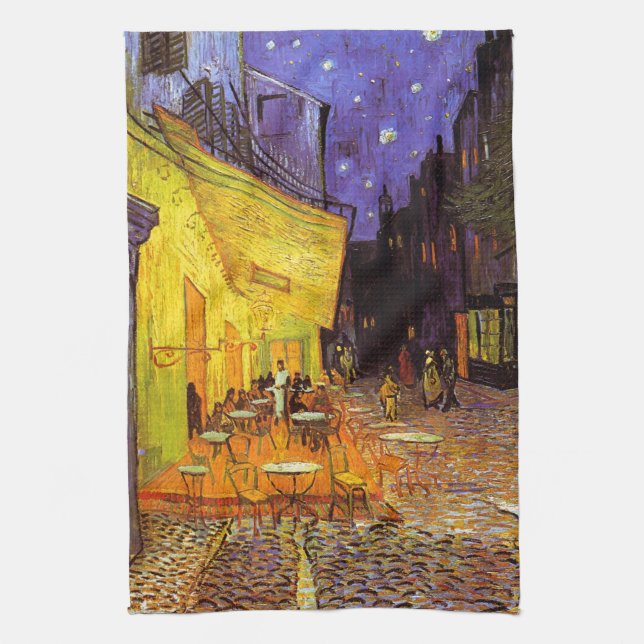 Vincent Van Gogh Cafe Terrace At Night Fine Art Handtuch (Vertikal)