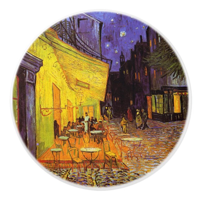 Vincent Van Gogh Cafe Terrace At Night Fine Art Keramikknauf (Vorderseite)