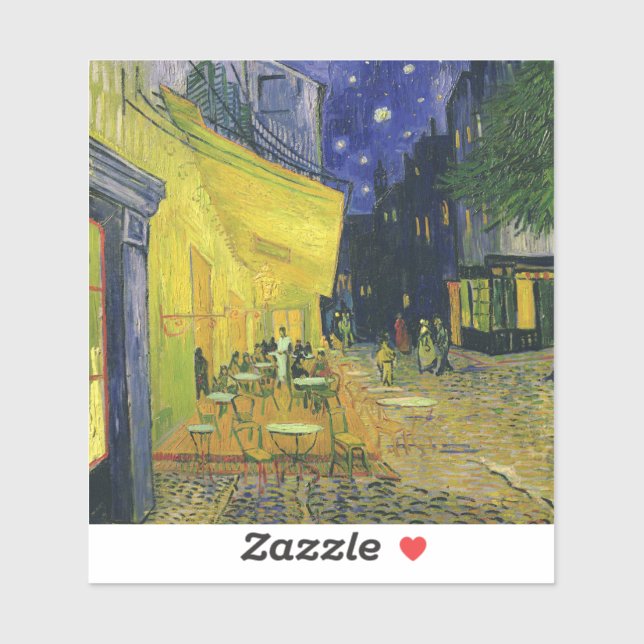 Vincent van Gogh - Café Terrasse am Abend Aufkleber (Blatt)