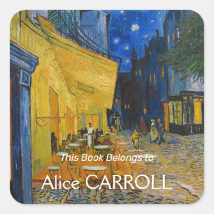 Vincent van Gogh - Café Terrasse am Abend Quadratischer Aufkleber