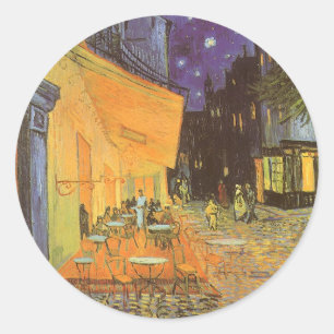 Vincent van Gogh - Café Terrasse am Abend Runder Aufkleber