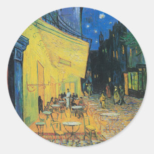Vincent van Gogh Café-Terrasse bei Nacht Runder Aufkleber