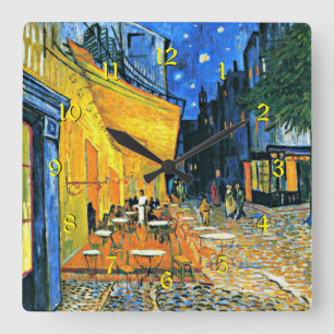 Vincent van Gogh - Cafe Terrasse, berühmtes Bild Quadratische Wanduhr