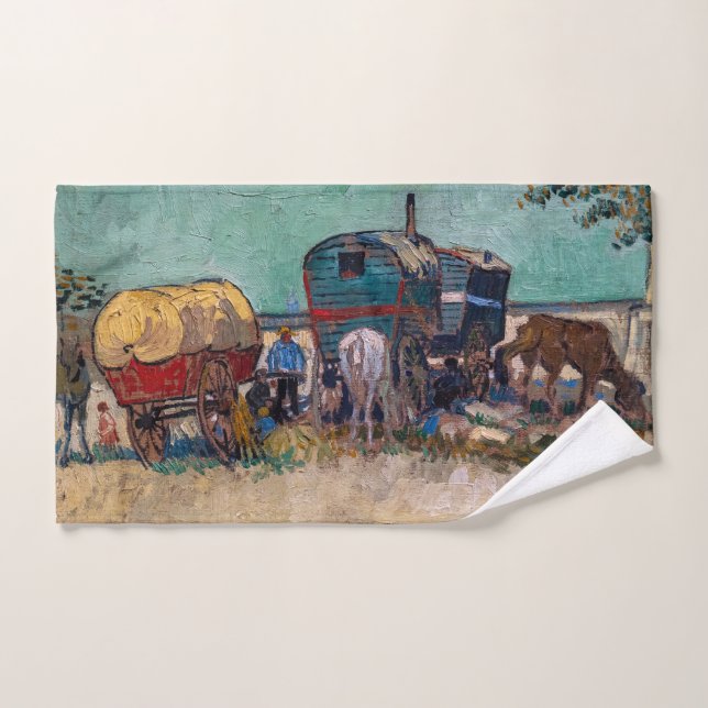Vincent Van Gogh - Caravanes, Camp de Tziganes prè (Serviette à main)