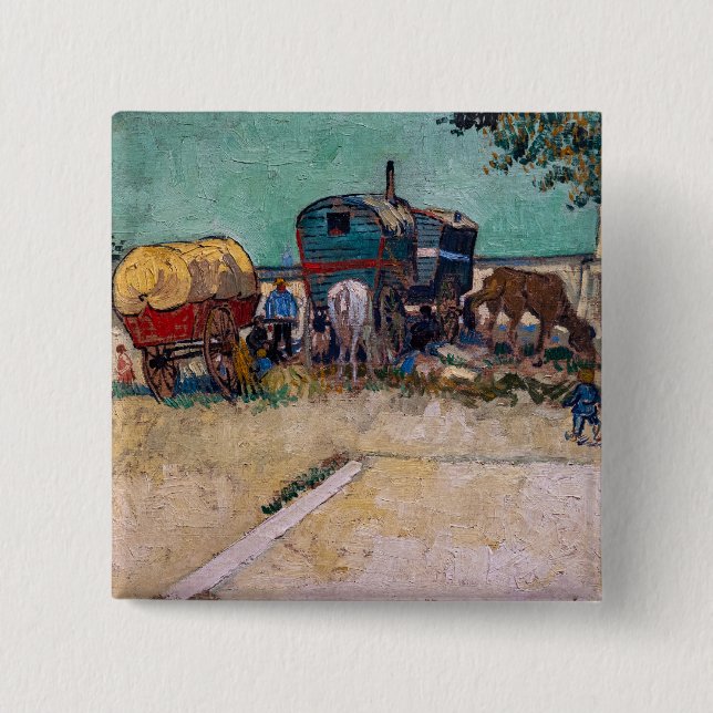 Vincent Van Gogh - Caravans, Sinti und Roma Camp b Button (Vorderseite)