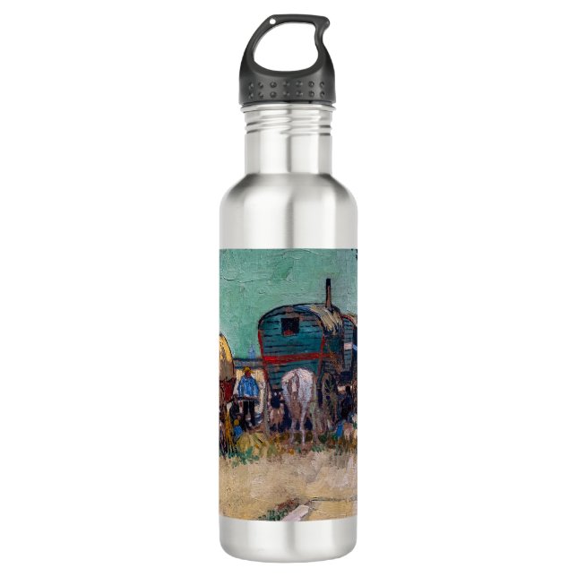 Vincent Van Gogh - Caravans, Sinti und Roma Camp b Edelstahlflasche (Vorderseite)