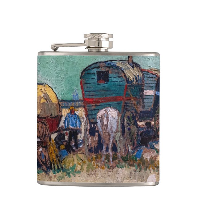 Vincent Van Gogh - Caravans, Sinti und Roma Camp b Flachmann (Vorderseite)