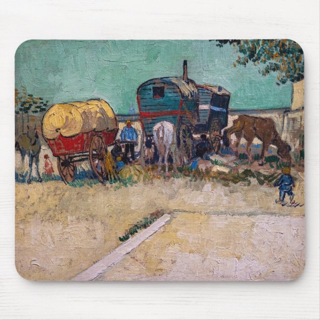 Vincent Van Gogh - Caravans, Sinti und Roma Camp b Mousepad (Vorne)