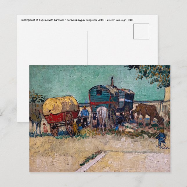Vincent Van Gogh - Caravans, Sinti und Roma Camp b Postkarte (Vorne/Hinten)