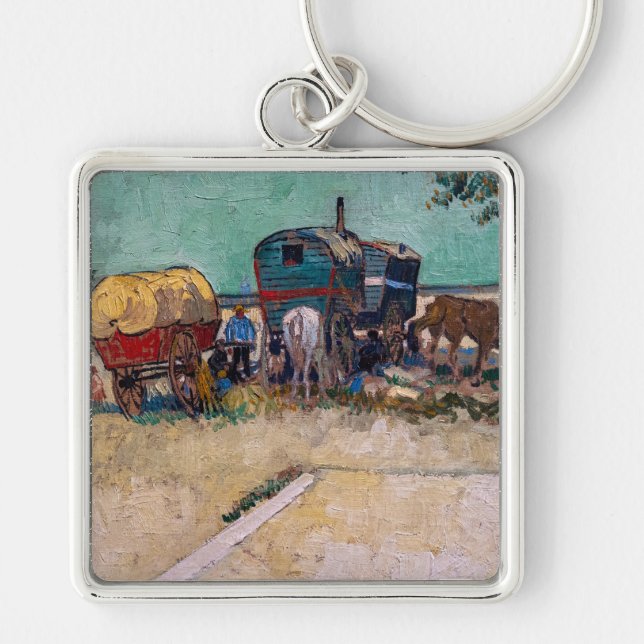 Vincent Van Gogh - Caravans, Sinti und Roma Camp b Schlüsselanhänger (Vorne)