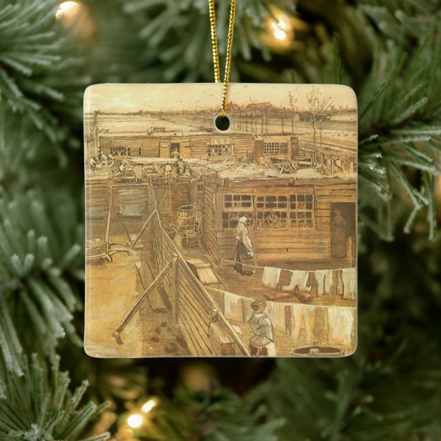 Vincent van Gogh - Carpenter's Yard and Wäsche Keramikornament (Baum)