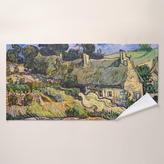 Vincent Van Gogh - Chalets de chaume à Cordeville (Serviette de bain)